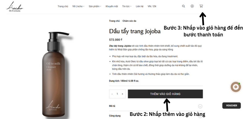 Bước 2 và 3 trong mua hàng